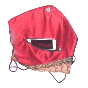 Elegant Bohemian Red Cotton Clutch Handcrafted Embroidered Women's <b>Messenger</b> <b>Bag</b> with <b>Large</b> Capacity Zipper for Weddings Parties - Product Image 3