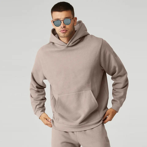 Sweat à capuche personnalisable pour homme en polyester/coton, épais pour l'hiver, en molleton uni gaufré, style streetwear, avec poche, respirant et de haute qualité - Product Image 1