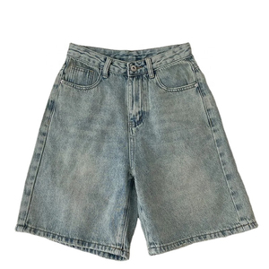 Shorts Vaqueros Rectos Transpirables con Bordado, Personalizados para Hombre, Estilo Urbano de Verano, Cintura Media, Lavado Claro - Product Image 4