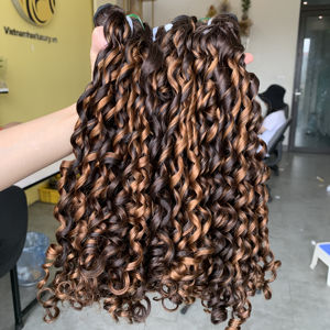 Cheveux bouclés Super Double Drawn avec fermeture/frontale en gros, 100% cheveux non traités dans l'extension de cheveux humains - Product Image 1