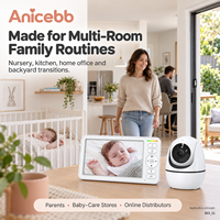 Moniteur Bébé Longue Portée Anicebb 5 Pouces Caméra 720P Jusqu'à 300m Champ de Vision Ouvert Panoramique Inclinable Rechargeable Vue Locale Sans WiFi Sans Application