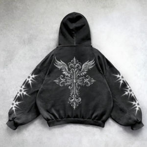 Personalizado 500 Gsm 400gsm Tela Hombres Sudaderas Algodón En Blanco Casual Sudadera con capucha de gran tamaño de impresión en relieve logotipo para Unisex - Product Image 4