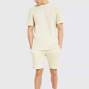 Ensembles T-shirt et short unisexe pour hommes Vente en gros Ensembles courts d'été personnalisés pour hommes Couleur unie de haute qualité - Product Image 2