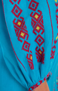 Fabricación de ropa India verano tendencia Sexy Victoria elegante ucraniano bordado mangas completas para mujeres usan vestido Ucraniano - Product Image 2