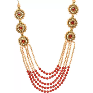 Ensemble de collier de mariée avec diamant rouge, plaqué or, en cuivre et laiton, bijoux fins pour mariage ou cadeau - Product Image 5