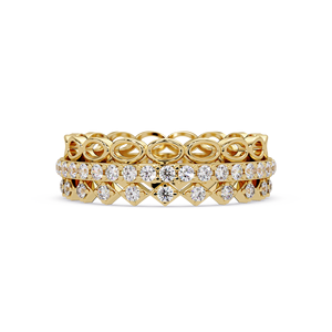 Anillo Eternity Cosmo de varias capas con diamantes cultivados en laboratorio de corte redondo, oro puro de 14K, anillo de boda, anillo de compromiso para mujer, venta al por mayor. - Product Image 2