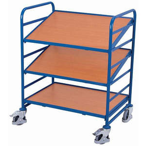 Variofit Euro <b>Box</b> Trolley with 3 Wooden <b>Shelves</b> 200 Kg Load Capacity Four-Wheel Thermoplastic Rubber Wheels - Product Image 1