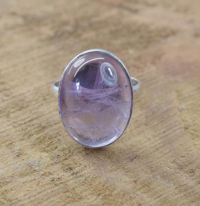 แหวนเงินอเมทิสต์925สเตอร์ลิงเงินอัญมณีเงินแหวนของขวัญประจำวันสำหรับวันเกิด - Product Image 1