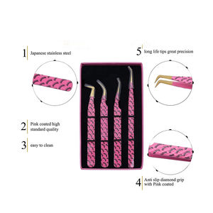 Pince à épiler en acier inoxydable rose pour extensions de cils, pince antistatique de haute précision avec embouts en fibre, outils de maquillage, 1 pièce - Product Image 4