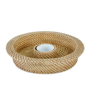 Nouveaux plats et plateaux de service en rotin, plateau de service pour les frites et les trempettes pour les fêtes, boîte de rangement des aliments pour les collations, fruits secs - Product Image 6