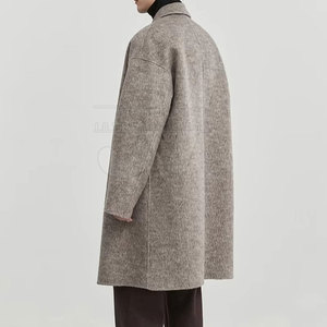 Tela de lana de abrigo largo para hombre de un solo pecho con un diseño limpio y un interior cálido de longitud completa aspecto aerodinámico - Product Image 2