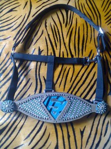 DD Leather's Best Quality Horse Head Collar English Saddle Western Style Bronc Halter Fancy <b>Bling</b> Assorted Sizes High Halters - Product Image 2