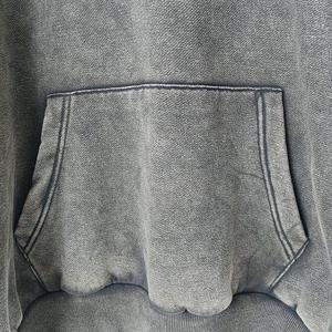 Custom High Quality Heavyweight Vintage Unisex Acid Stone Washed 100% Cotton Solid Winter Hoodies for Men - Product Image 6