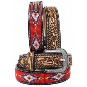 Ceinture de haute qualité pour hommes perlée Full Grain Heavy Duty Premium peau de vache conceptions de perles personnalisées ceintures de mode décontractées de luxe prêtes - Product Image 1