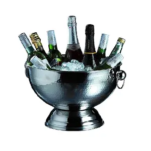 Охладитель вина из нержавеющей стали, чаша-ведро для льда на базе, круглая форма, охладитель для бутылок вина и пива