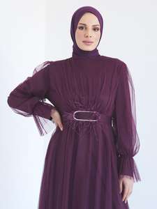 Caftan Jalabiya élégant robe de soirée longue de style Dubaï dernier créateur vêtements traditionnels musulmans accessoires nouvelle mousseline de soie - Product Image 3