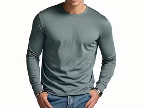 Camiseta Deportiva para Hombre, Cuello Redondo, Tejido Sólido de Poliéster/Algodón, Transpirable, de Secado Rápido, para Gimnasio y Fitness - Product Image 2