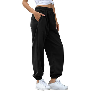 Pantalons de jogging pour femmes à taille haute, amples, décontractés, à jambes larges, avec cordon de serrage, élastiques, pantalons de sport - Product Image 5