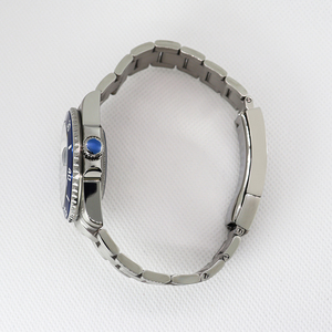 Hip Hop Fashion Men Blue Vintage 20mm Band Sapphire Crystal Stainless Steel <b>Automatic</b> Mechanical <b>Chronograph</b> Watch - Product Image 3