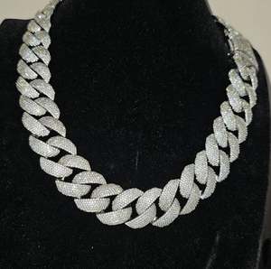 Testeur de Diamant GRA Hip Hop S925 Argent Glacé Bling 3 Rangées 14mm-20mm VVS Moissanite Chaîne à Maillons Cubains pour Hommes 16mm 18mm - Product Image 2