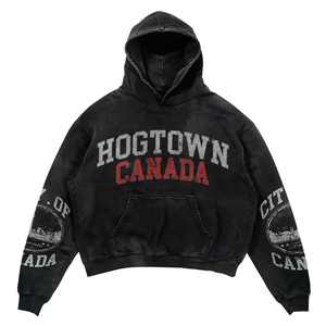 Sweat à capuche surdimensionné vintage lourd pour hommes Sweat-shirt uni vierge avec impression de logo personnalisé - Product Image 1