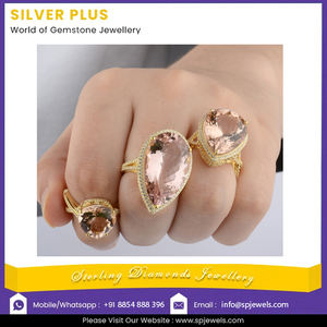 14พันของแข็งสีเหลืองทองแท้ Morganite และเพชรแหวนหมั้นแต่งงานขายส่งเครื่องประดับ - Product Image 2