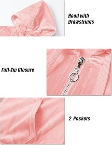 เสื้อฮู้ดมีซิปสีชมพูระบายอากาศมีฮู้ดกำมะหยี่สำหรับผู้หญิงเสื้อฮู้ดแบบรูดซิปขนาดใหญ่พิเศษ - Product Image 4