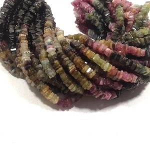 4mm 5mm Naturel Multi Tourmaline Heishi Plat Carré Pierres Précieuses Perles Brins Chaîne pour la Fabrication de Bijoux Colliers Bracelet en Ligne - Product Image 1