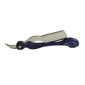 Maquinilla de afeitar de barbero recta con mango de madera oscura - Product Image 5