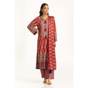 Traje de Satén Estampado Rojo de 3 Piezas para Mujer, Estilo Formal - Product Image 5