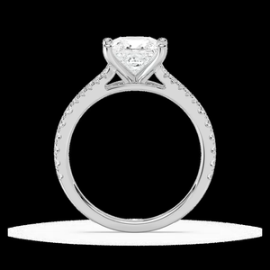 Anillo de Compromiso con Diamante Cultivado en Laboratorio, Corte Marquesa, 2.25 CTW, Banda con Pavé, Certificado IGI, Oro Sólido de 14K - Product Image 2