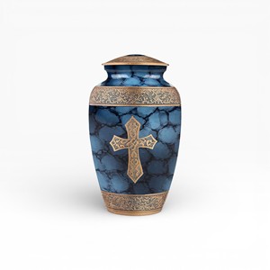 Deep <b>Purple</b> Marble Effect Classic Urn with Matching Lid and Artistic Swirl Finish for Unique Remembrance - Product Image 5