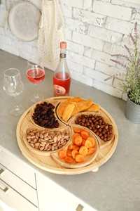 ชุดจานเสิร์ฟไม้ธรรมชาติทำมือสุดหรูหรา คลาสสิก ทนทาน พร้อมลวดลายแกะสลัก เหมาะสำหรับงานเลี้ยงรับประทานอาหารที่เป็นมิตรกับสิ่งแวดล้อม - Product Image 4