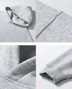 Calidad Premium 350g 52% algodón 48% poliéster Ropa de calle Ropa informal unisex Venta al por mayor Drop Shoulder No String Hoodies - Product Image 3