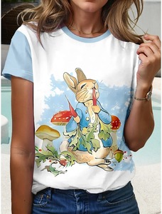 Verano Pascua mujeres divertido conejo 3D estampado camisetas Streetwear Casual moda manga corta Camiseta cuello redondo camisetas Tops ropa - Product Image 4