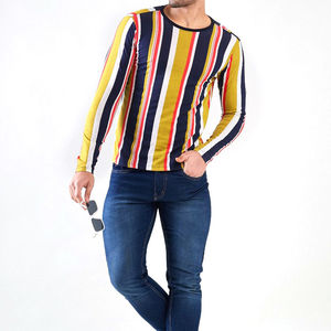 High Quality 100% Cotton Custom <b>Men's</b> <b>Long</b> <b>Sleeve</b> T-<b>Shirt</b> Breathable New Fashion Crew Neck <b>Striped</b> Style Full <b>Sleeve</b> T-<b>Shirt</b> - Product Image 4