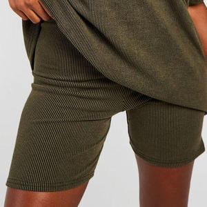 Vente en gros de logo personnalisé Ensemble deux pièces pour l'été Running & Fitness pour femmes Ensemble short 2 pièces à manches courtes de haute qualité de couleur unie - Product Image 6