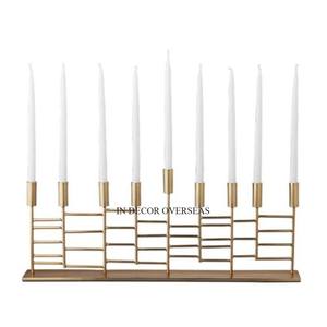 Juego de metal de calidad superior chapado en oro de alta calidad y recubierto de polvo de Color verde de 2 suministros de portavelas de centro de mesa - Product Image 5