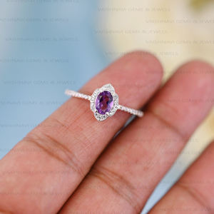 Nueva llegada amatista CZ anillo de compromiso 925 plata esterlina fina minimalista joyería fina compromiso aniversario regalo para mujer - Product Image 5