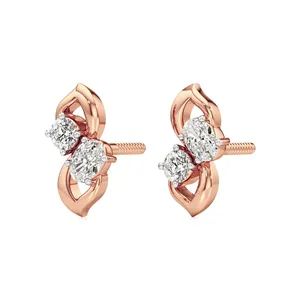 Pendientes Eira Duo, Chapados en Oro Rosa de 18k, con Diamantes, Circonitas y Perlas, Clásicos y Modernos, Regalo para Bodas y Fiestas - Product Image 2