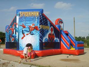 Château gonflable héros araignée avec toboggan pour sauts et divertissements en plein air - Product Image 3