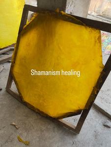Piel de Tambor Amarillo Vibrante, Piel Cruda Teñida Naturalmente para la Fabricación de Tambores de Mano y Tambores de Marco - Product Image 3