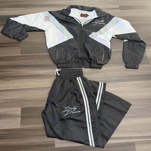 Survêtement unisexe coupe-vent d'hiver, pantalon droit ample uni, veste zippée, vêtements de sport légers, fournisseur en gros OEM ODM - Product Image 4