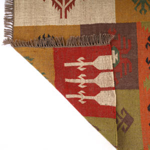 พรมปอกระเจาขนสัตว์สไตล์วินเทจทำด้วยมือมีลวดลายเรขาคณิตดีไซน์ปักหลากสีสำหรับบ้านโรงแรมสวนสำหรับพื้นที่ห้อง - Product Image 5