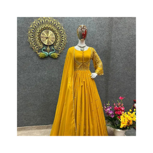 Robes brodées de mariage pour femmes en mousseline de soie costumes 3 pièces produits de créateurs pakistanais à vendre - Product Image 5