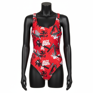 Premium Women One Piece <b>Swim</b> <b>Suit</b> 220 GSM Polyester Spandex <b>Red</b> Graphic Print Swimwear Sublimation Logo Women <b>Swim</b> <b>suit</b> - Product Image 1