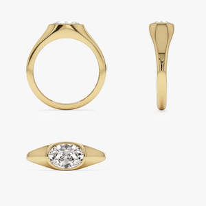 Bague solitaire élégante en or 14 carats avec diamant de laboratoire de forme ovale, 1,00 carat total, couleur E-F, pureté VS, sur mesure pour femme - Product Image 4