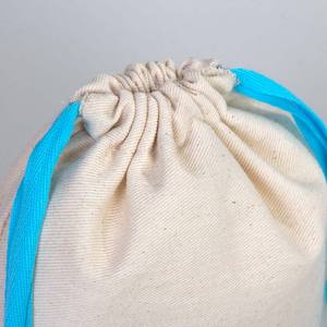 Turquoise <b>Drawstring</b> Fabric <b>Pouch</b> 6 W X 8 H Organic Cotton Bag with Custom Logo Print for Promotion or Packing - Product Image 5