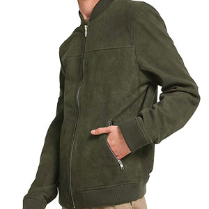 <b>Men's</b> Fashion Leather <b>Jacket</b> Long Sleeve Stand Collar Solid Color with Zipper Casual Coat for Spring Autumn - Product Image 5