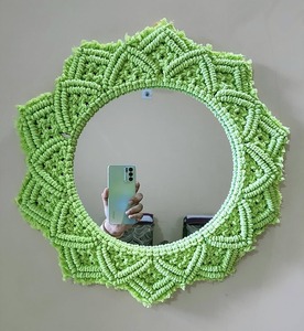 Prix de gros miroir mural en macramé moderne Boho 100% coton cordon Vintage maison salle de bain utilisation décorative inspiré de l'inde - Product Image 6